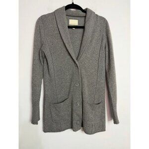 Cynthia Rowley 100% 2-ply cashmere gray shawl collar cardigan sweater Sz Medium